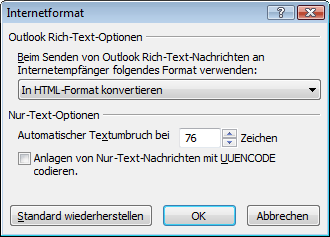 Outlook - Internetformat