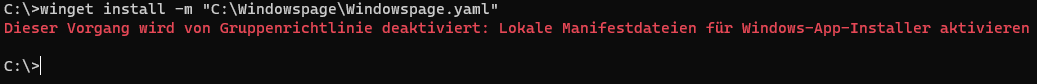 winget install -m "C:\Windowspage\Windowspage.yaml"