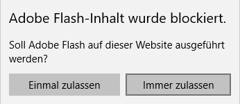 Adobe Flash-Inhalt wurde blockiert