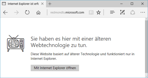 Meldung Internet Explorer