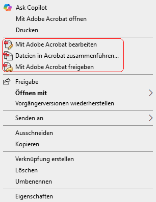 Kontextmen&uuml; einer PDF-Datei