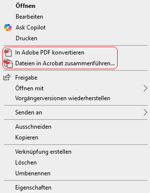 Kontextmen&uuml; einer Textdatei