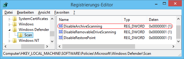 DisableArchiveScanning