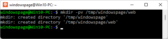 mkdir -pv /tmp/windowspage/web