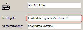 MS-DOS-Teilsystem Parameteraufforderung