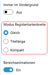 Modus Registerkartenbreite