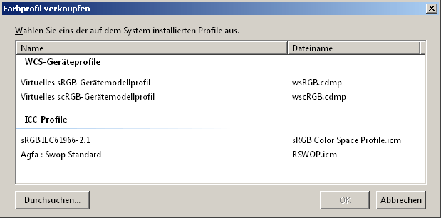 Farbprofil zuordnen