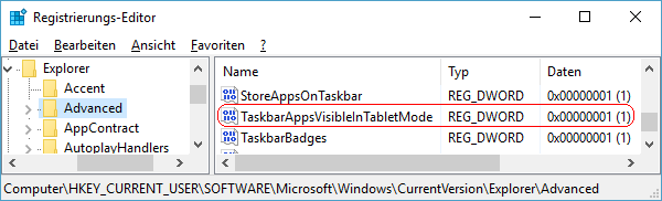 TaskbarAppsVisibleInTabletMode