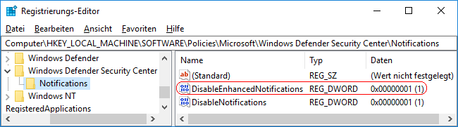 DisableEnhancedNotifications