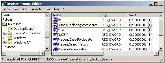 DisableReplacingStartSearch