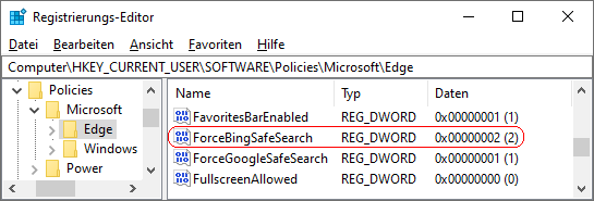 ForceBingSafeSearch