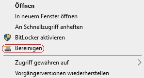 Kontextmenü Laufwerk
