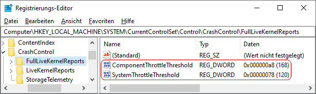 ComponentThrottleThreshold, SystemThrottleThreshold