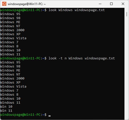 look Windows windowspage.txt