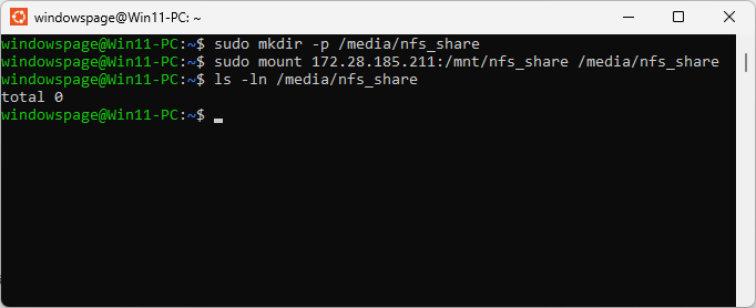 udo mount 172.28.185.211:/mnt/nfs_share /media/nfs_share