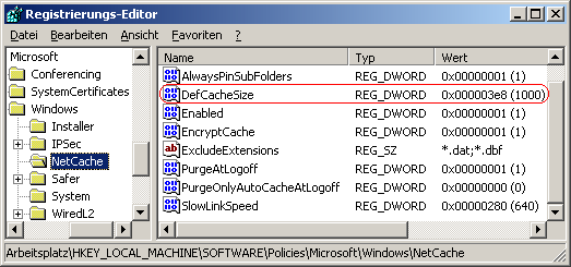 DefCacheSize