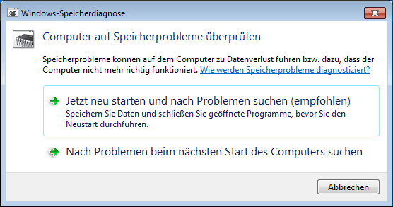 Windows-Speicherdiagnose