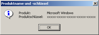 Produktname und -schlüssel