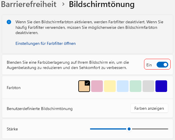 Bildschirmt&ouml;nung