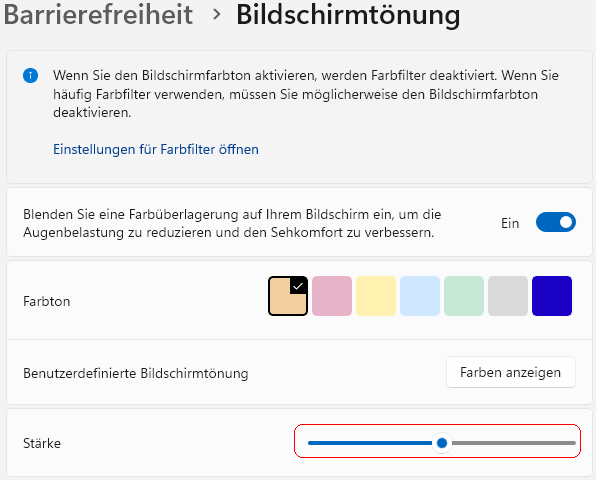 Bildschirmt&ouml;nung