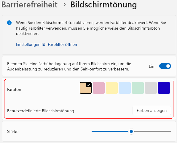 Bildschirmt&ouml;nung